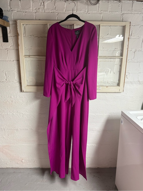 Adrianna Papell Pants - Adrianna Papell: Pink Long-Sleeve Jumpsuit with Front Bow